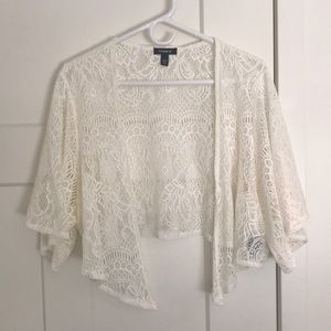 White lace crop top or cover up